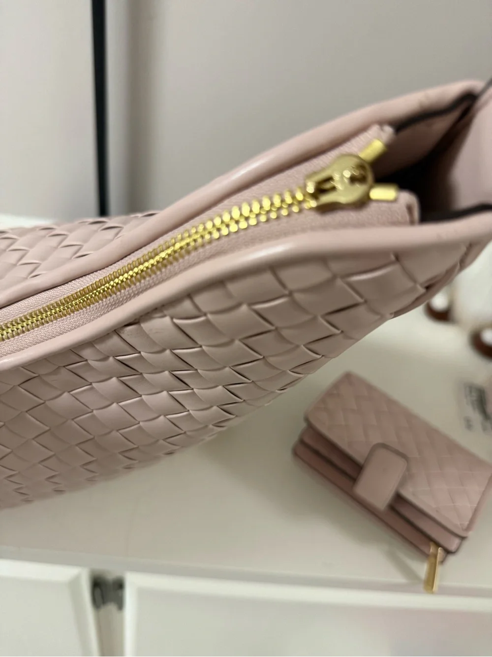 Michael Kors Woven Shoulder Hobo in Light Blush Pink